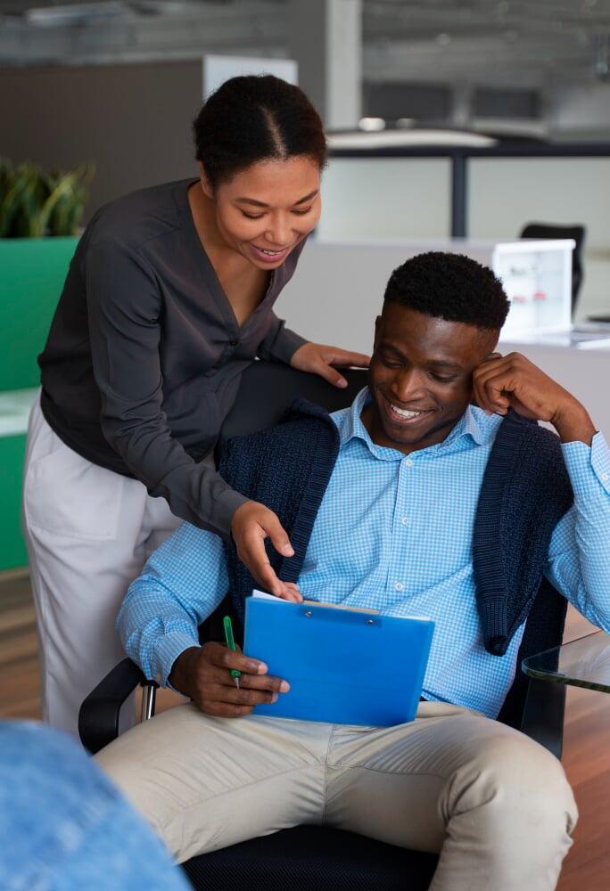 Business leaders and HR experts analyzing talent management and workforce optimization data